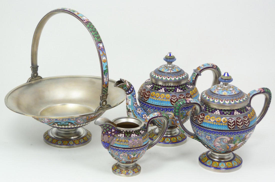 Русское серебро и эмаль. Антикварная посуда 19 век

